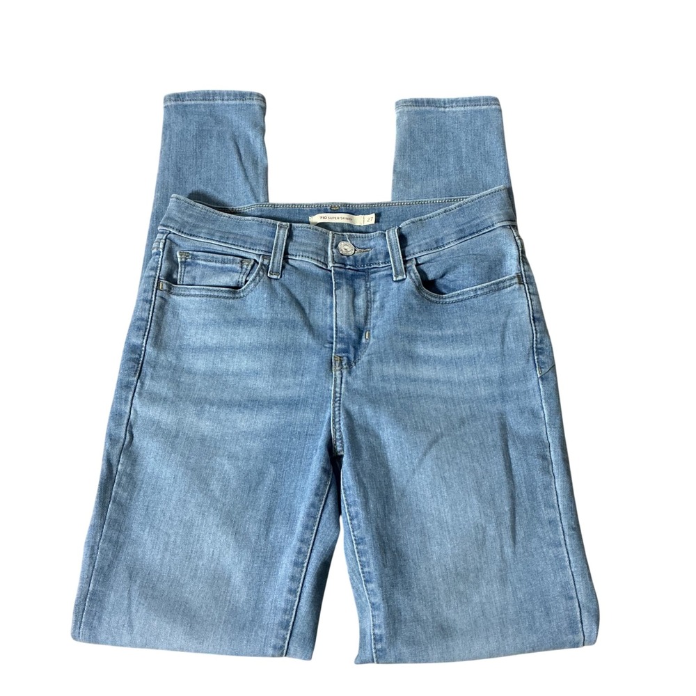 Levi's 710 Super Skinny Jeans Womens 27 Light Blue Stretch Denim Mid Rise Slim